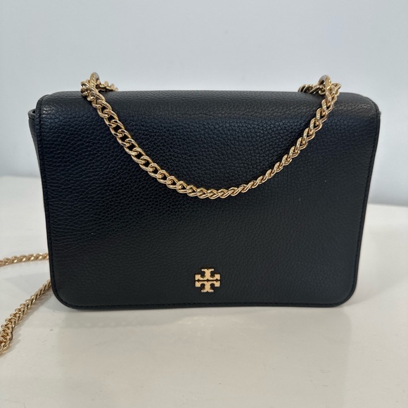 Tory Burch Black Pebbled Leather Chain Crossbody with Gold Hardware - Picture 10 of 14